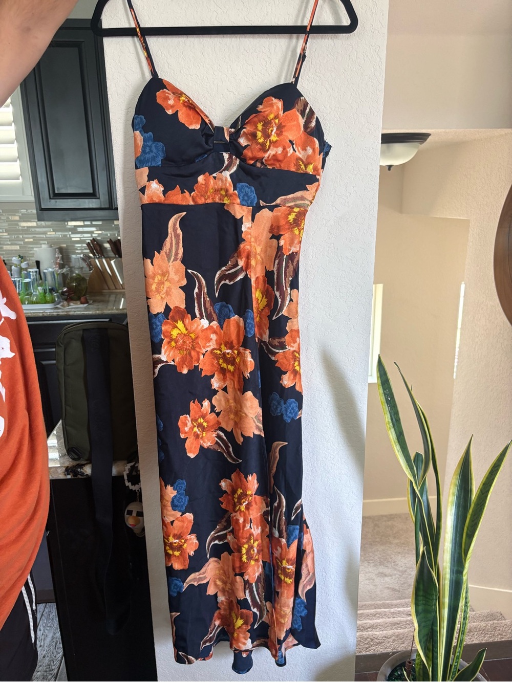 Hello Molly Navy Floral Maxi Dress with Orange and Blue Blooms